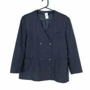 イートン 上着 155A 大きいサイズ 冬物 女子 学生服 中学 高校 紺 制服 中古 ランクC EY7007