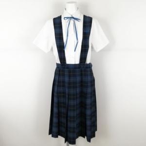 ジャンパースカート 紐タイ   ウエスト76 夏物 女子 学生服 福岡志免中学 制服 中古 ランクC...