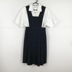 ジャンパースカート  155A ウエスト70 カンコー 夏物 女子 学生服 中学 高校 制服 中古 ランクC EY8279｜top-gakuseihuku