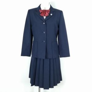 ブレザー スカート リボン 上下4点セット 冬物 女子 学生服 中学 高校 紺 制服 中古 ランクC EY8335｜top-gakuseihuku