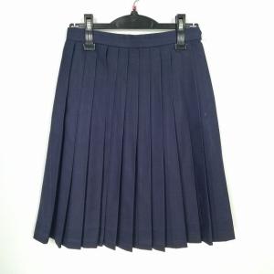 スクールスカート  冬物 w63-丈54 紺 中学 高校  プリーツ 学生服 制服 女子 中古 IN7153｜top-gakuseihuku