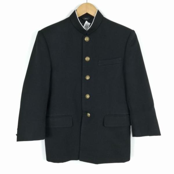 学生服 学ラン 160A 男子 上着 ウール混  ラウンドカラー カシドス 黒 中古 ランクC a3...