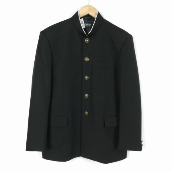 学生服 学ラン 170A 男子 上着  ラウンドカラー カシドス 黒 中古 ランクC a3 JJ57...