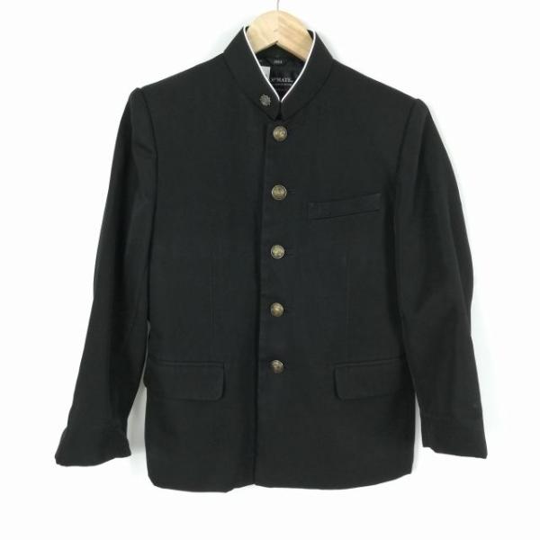 学生服 学ラン 155A 男子 上着 ウール混  ラウンドカラー カシドス 黒 中古 ランクC a3...