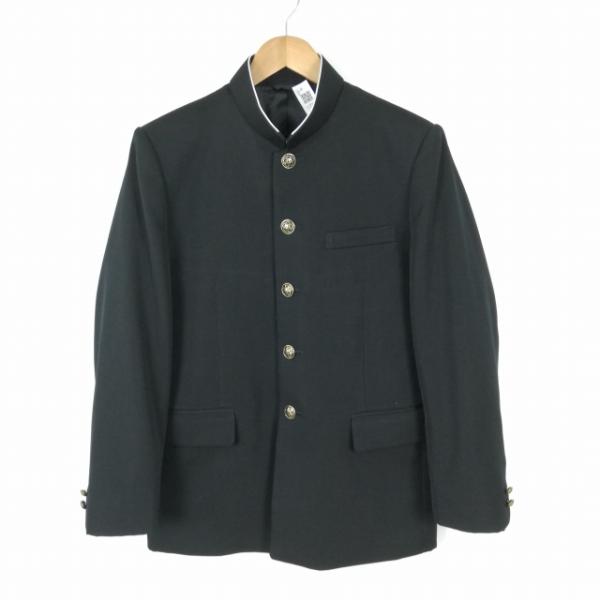 学生服 学ラン 170A 男子 上着 丸洗い可 ウール混 標準型学生服 ラウンドカラー カシドス 黒...