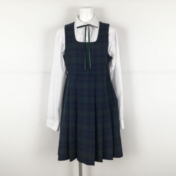 ジャンパースカート 紐タイ   バスト78 ウエスト68 冬物 女子 学生服 中学 高校 制服 中古...