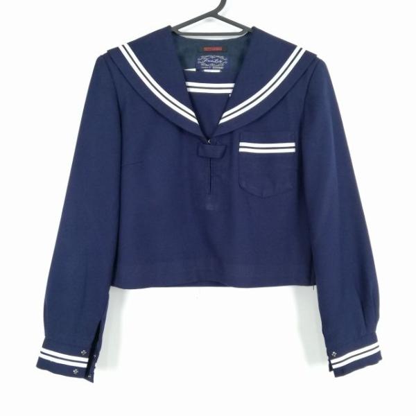 セーラー服 上着 160 冬物 白2本線 女子 学生服 中学 高校 紺 制服 中古 ランクB NA1...