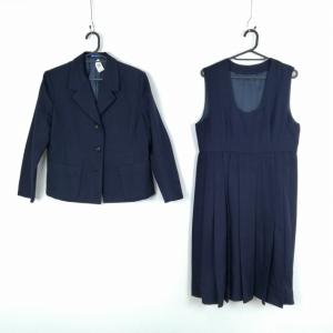 ブレザー ジャンパースカート 上下2点セット 冬物 女子 学生服 中学 高校 紺 制服 中古 ランクC NA2841