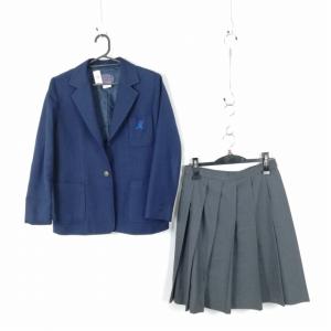 ブレザー スカート 上下2点セット 冬物 女子 学生服 中学 高校 花紺 制服 中古 ランクC NA4059