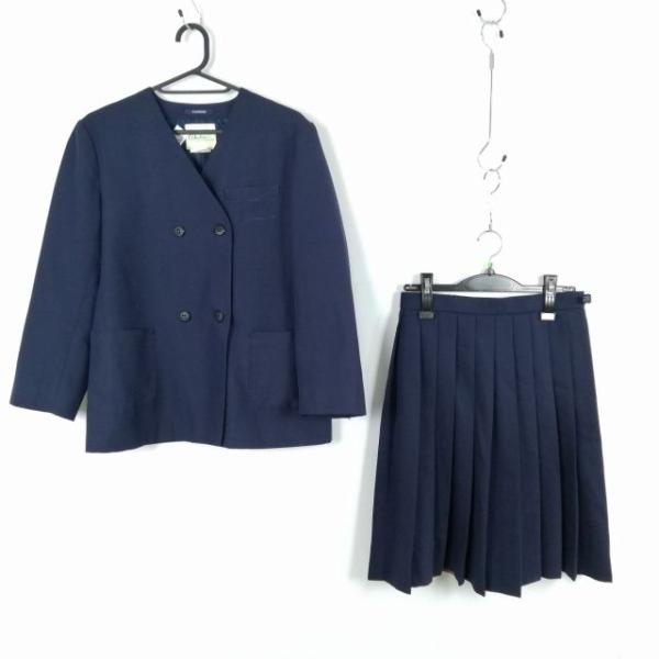 イートン スカート 上下2点セット 大きいサイズ トンボ 冬物 女子 学生服 中学 高校 紺 中古 ...