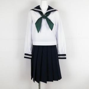 セーラー服 スカート スカーフ 上下3点セット 中間服 白2本線 女子 学生服 中学 高校 白 制服 中古 ランクC NA6458｜top-gakuseihuku