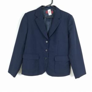 ブレザー 上着 トンボ 冬物 女子 学生服 中学 高校 紺 制服 中古 ランクB NA8753