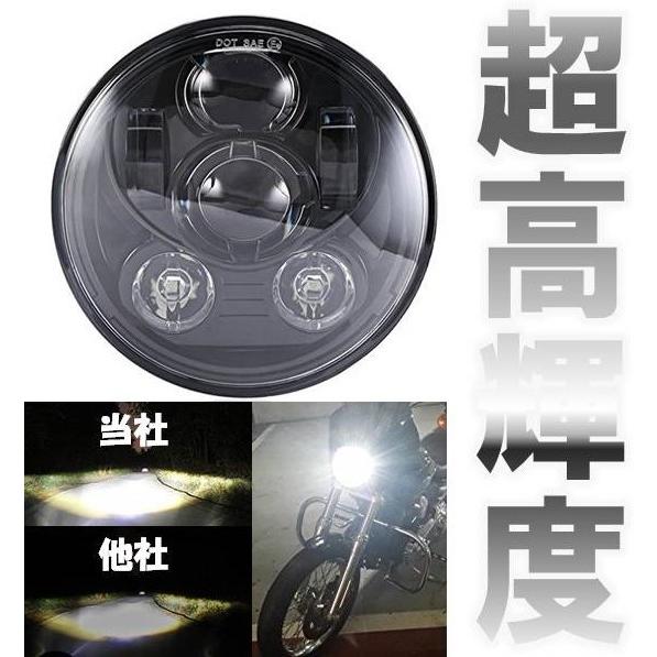 ☆限定特価！超高輝度LED搭載!!☆ ハーレー ヘッドライト 5 3/4インチ 5.75 ブラック ...