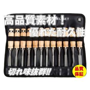 ☆限定特価！使いやすい!!☆ 高品質 ノミ 彫刻刀 12本セット 大工道具 工具 鑿 収納袋付き 削...