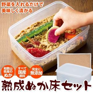 ぬか床 1kg 容器付き 熟成ぬか床 スタートキット 100％国産原料 無添加 野菜を漬けるだけ 一回目から美味しいぬか漬けが作れる 漬物 料理 ◇ ぬか床セット
