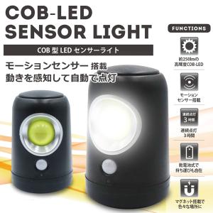 人感センサーライト LED 玄関 フット 照明 室内 磁石付 電池式 明るい 自動点灯 足元 階段 明暗センサー 懐中電灯 防災 S◇ COB型LEDセンサーライトHRN-557｜top1-price