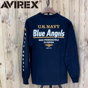 AVIREX アヴィレックス EMBROIDERED BLUE ANGELS 長袖Tシャツ ミリタリー 刺繍Tシャツ ロングTシャツ ロンT トップス アビレックス メンズ ブランド｜topism