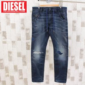 DIESEL ディーゼル デニム メンズ JOGG JEANS ジョグデニム スウェットデニム ストレッチ ダメージ リメイク テーパード ジーンズ KROOLEY-Y-NE 069NN｜topism