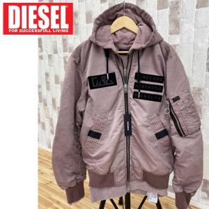 DIESEL ディーゼル ベルクロワッペン フードレイヤード MA-1 ミリタリージャケット「J-KUNIO」 メンズブランド｜topism