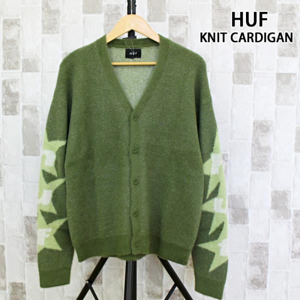 HUF ハフ ウルサモヘアカーディガン URSA MOHAIR CARDIGAN 星 スター 袖ロゴ...