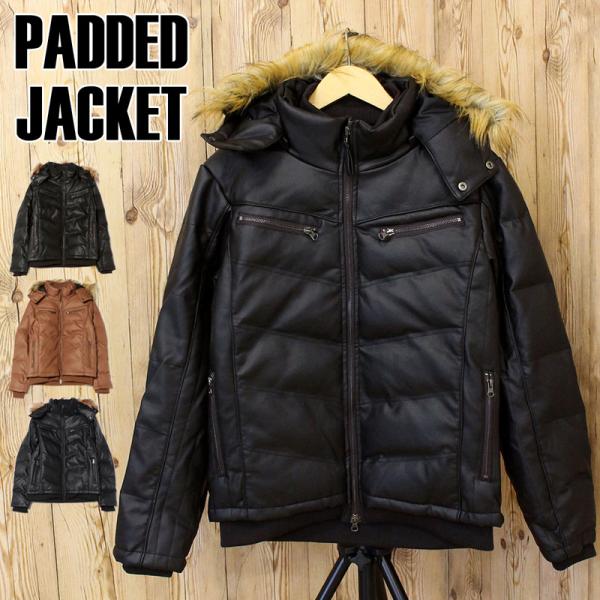 撥水加工 フード＆ファー脱着式 3WAY PU中綿ジャケット Wフロント Wzip ジャケット アウ...