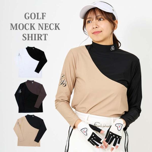 ゴルフウェア レディース モックネック gs GOLF ポロシャツ ハイネック 長袖 ストレッチ ト...