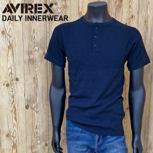 AVIREX アビレックス Tシャツ メンズ 半袖 サーマルヘンリーネックTシャツ 無地 デイリーインナー カットソー