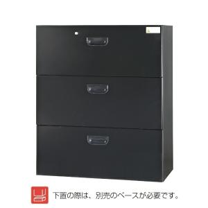 豊國工業 収納庫 ラテラル3段タイプ HOS-L3X-B ブラック 重量53.7kg｜topjapan