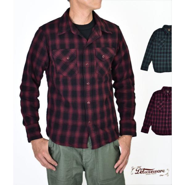 デラックスウエア DELUXEWARE ネルシャツ 長袖シャツ OVERLAP B.F CHECK ...