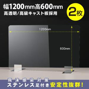 2枚セット ステンレス足付き 透明アクリルパーテーション W1200*H600mm  板厚3mm 飛沫防止 組立式 デスク仕切り 仕切り板 (apc-s12060-2set)｜topkanban