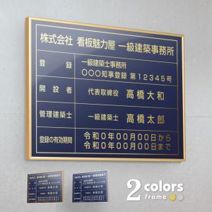 店舗看板・業務用・5000円 解体工事 看板 業者票 高級 許可票 法令 カラー：紺色 金/銀文字 事務