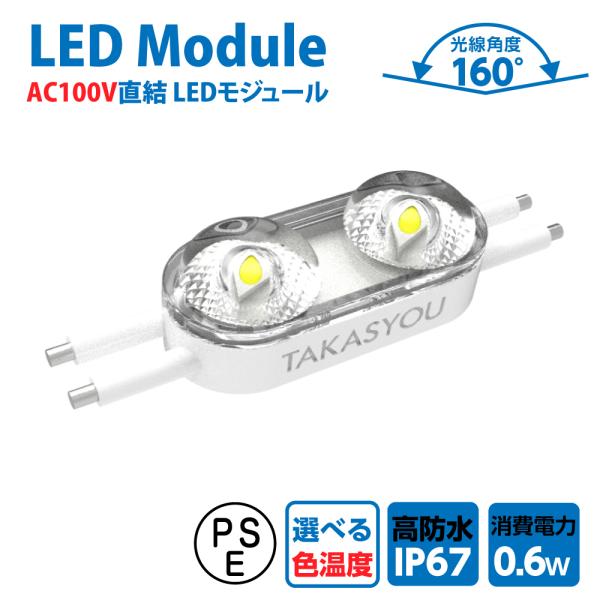 新商品 LEDモジュール レンズ一体式 2灯タイプ IP67 防水 電球色 昼光色 6500k tk...