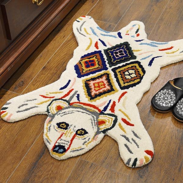 アニマルラグ　約90×60cm　クマカラフル　ARG-AN17