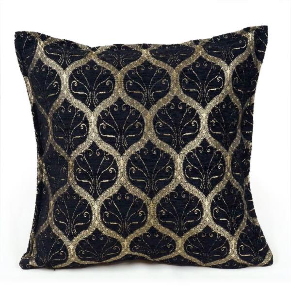 トルコ製 シェニールクッションカバー CC-PKBK ピーコック柄/ブラック 40×40cm~45×...