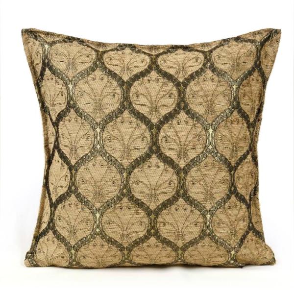 トルコ製 シェニールクッションカバー CC-PKBR ピーコック柄/ベージュ 40×40cm~45×...