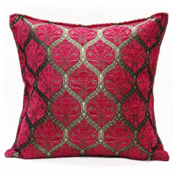 トルコ製 シェニールクッションカバー CC-PKPK ピーコック柄/ピンク 40×40cm~45×4...