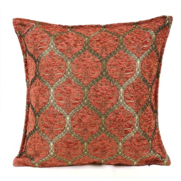 トルコ製 シェニールクッションカバー CC-PKRB ピーコック柄/ラズベリー 40×40cm~45...