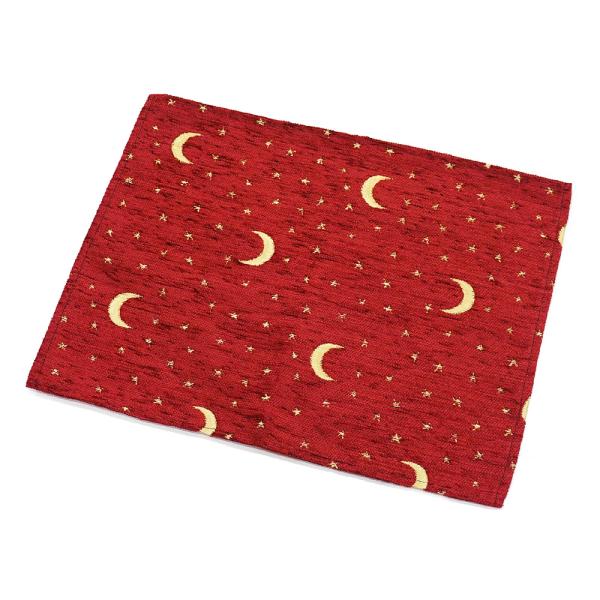 【メール便ＯＫ】トルコ製 シェニール ランチョンマット CL-AY3RD 月と星/レッド