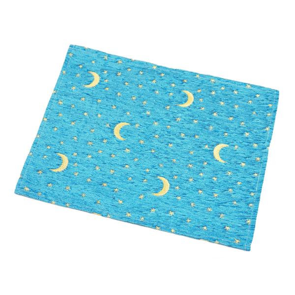 【メール便ＯＫ】トルコ製 シェニール ランチョンマット CL-AY3TQ 月と星 /ターコイズ