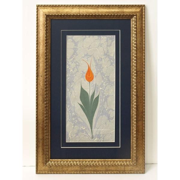 エブル（トルコマーブル画） (F-063)額サイズ47.5×31.5cm