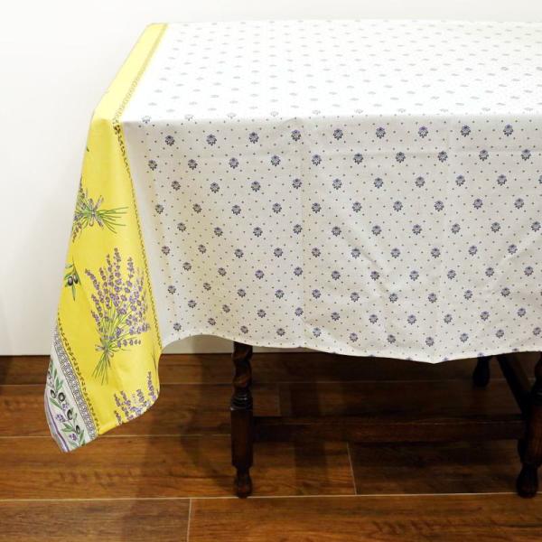 フランス製 コットン撥水テーブルクロス☆ロリス/イエロー 150x120cmサイズ F155120-...