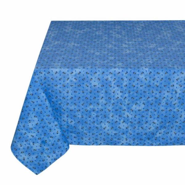 フランス製 コットン撥水テーブルクロス☆トラディション小紋/ブルー 150x120cmサイズ F15...