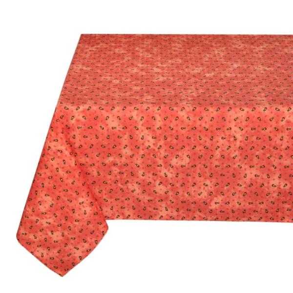 フランス製 コットン撥水テーブルクロス☆トラディション小紋/オレンジ 150x120cmサイズ F1...