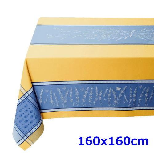 フランス製 ジャカード織　撥水テーブルクロス☆ グリニャン/イエロー 160x160cmサイズ F1...