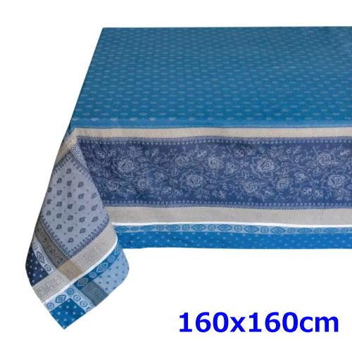 フランス製 ジャカード織　撥水テーブルクロス☆ マッシリア/ブルー 160x160cmサイズ F16...