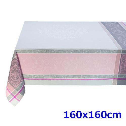 フランス製 ジャカード織　撥水テーブルクロス☆ ヴェルサイユ/ピンク 160x160cmサイズ F1...