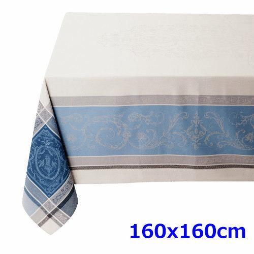 フランス製 ジャカード織　撥水テーブルクロス☆ ヴェルサイユ/ブルー 160x160cmサイズ F1...