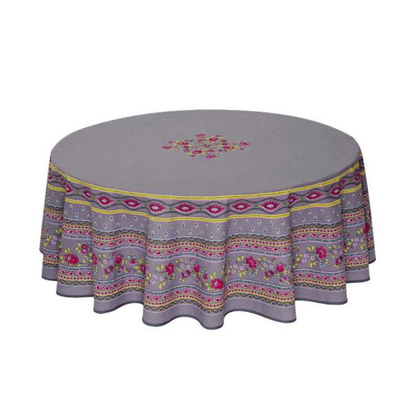フランス製 コットン撥水テーブルクロス☆アヴィニョン/グレイ 円形180cmサイズ F180-AVI...