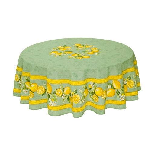 フランス製 コットン撥水テーブルクロス☆シトロン/グリーン 円形180cmサイズ F180-CITR...