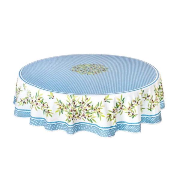 フランス製 コットン撥水テーブルクロス☆ニヨン/ブルー 円形180cmサイズ F180-NYONS-...